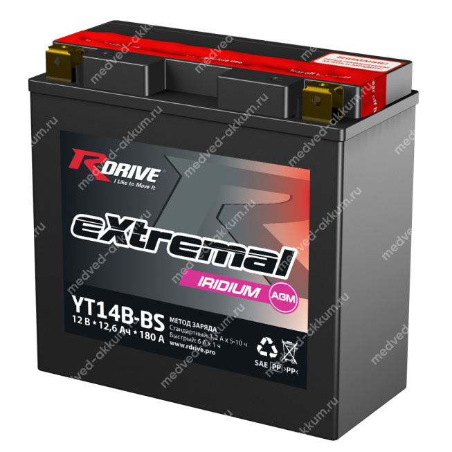 RDrive Extremal Iridium AGM 12 Ач YT14B-BS