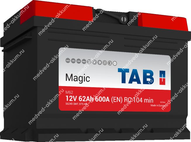 TAB Magic 62 Ач обр.низ. LB2 (56249)