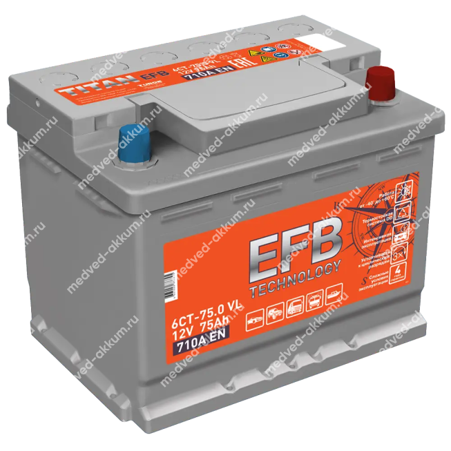 Titan EFB 75 Ач обр. L3