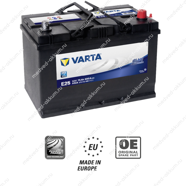 Varta Blue Dynamic Asia 75 Ач обр. E25 D26L 