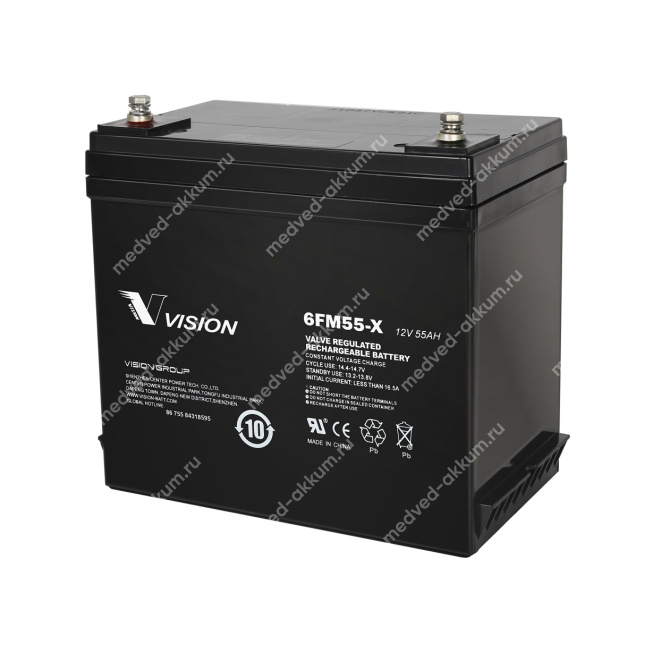 Vision 6FM55E-X 12V 55 Ач
