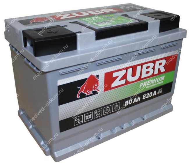 ZUBR Premium 80 Ач пр. L3